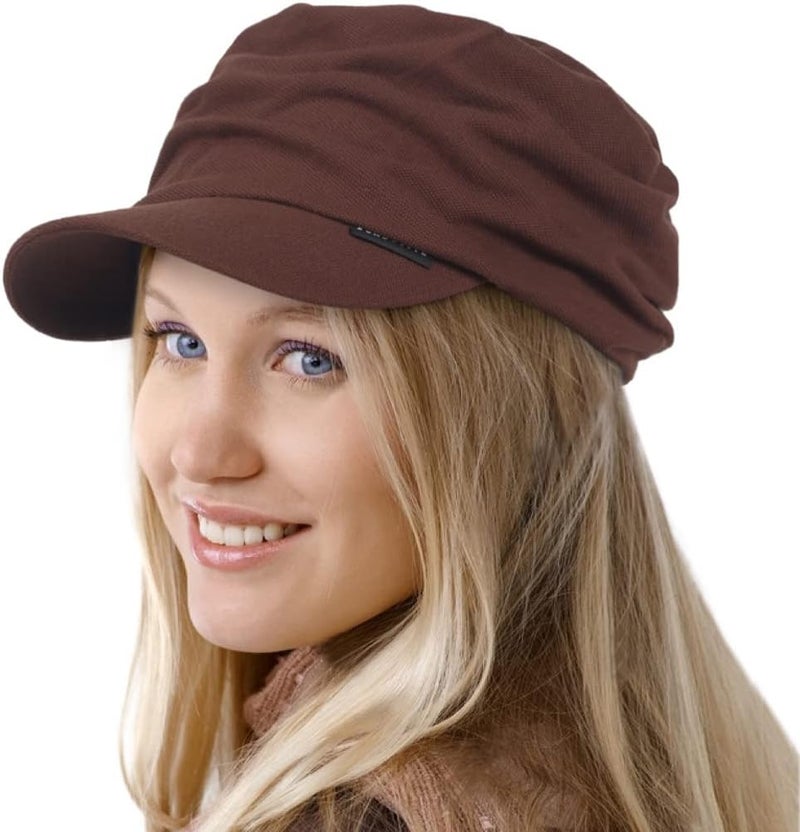 Ruphedy Newsboy Cap for Women Summer Chemo Headwear Hair Loss Cancer Hat with Brim - Image 1